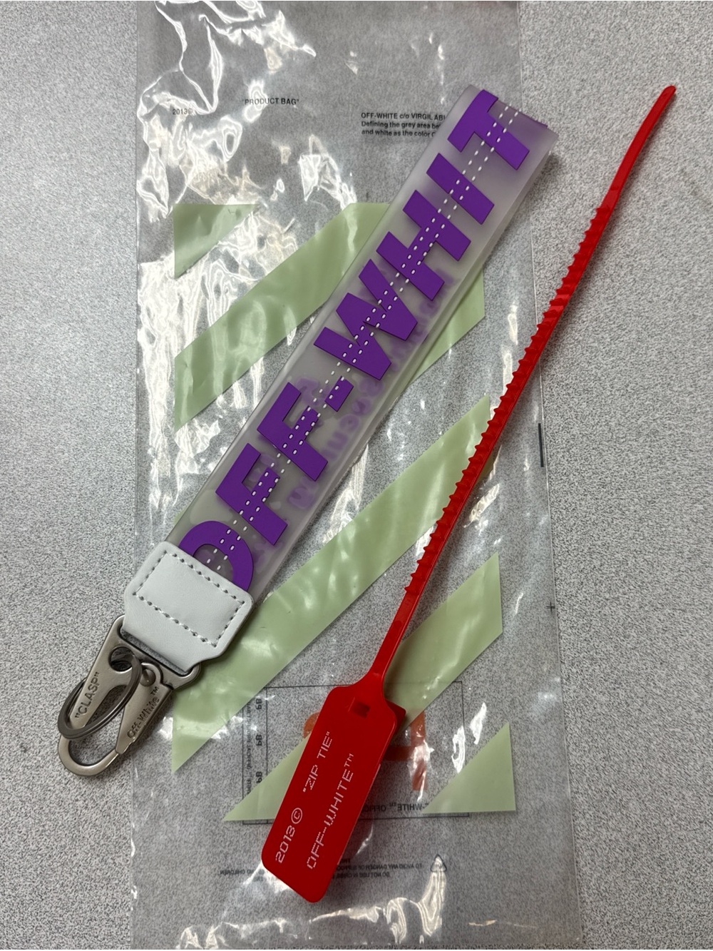 Off-White Purple and Red Key/Card Holder Strap